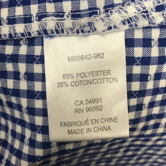 NWOT Dalia Blue and White Gingham Sleeveless Top w/ Decorative Bows - Size Small - Picture 11 of 12